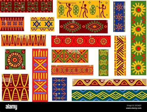 African ethnic ornaments with tribal and national patterns of stylized graphic elements of ...