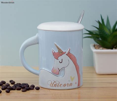 Buy Blue Unicorn Mug with Lid and Spoon Online in India at Best Price ...