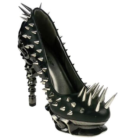 Shop Hades Women's 'Zetta' Black Metal Spikes High-heel Pumps - Free ...