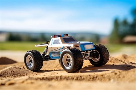 Premium Photo | RC monster truck toy parked at sand offroad track ...