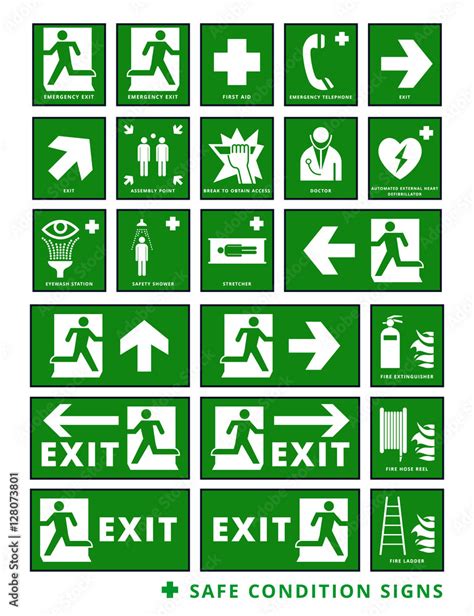 Collection of green health and safety signs. Stock Vector | Adobe Stock