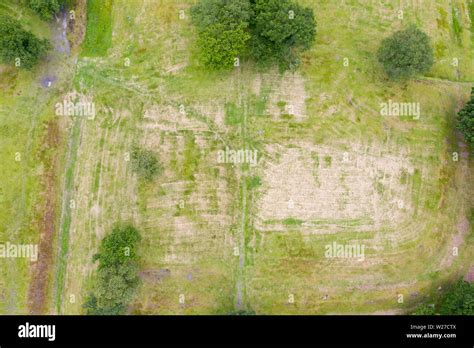 Aerial view of Rough Castle fort location Roman Antonine Wall at Rough Castle, Central Region ...