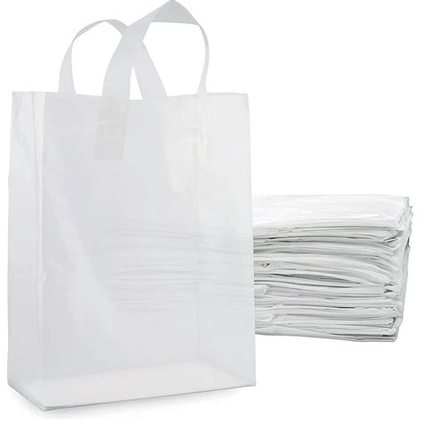 Clear Plastic Bags with Handles, Large Shopping Bags with Gusset ...