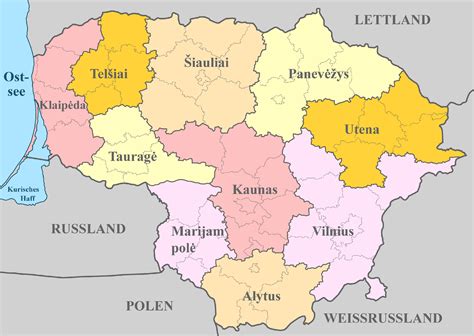 Litauen Karte mit Regionen & Landkarten mit Provinzen