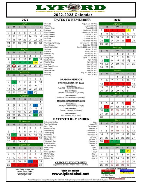 2022-2023 Lyford CISD Instructional Calendar – Calendars – Lyford CISD