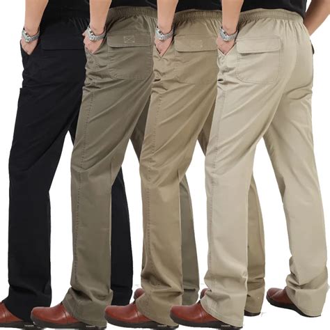 Spring summer thin elastic waist brand men casual pants High waist ...