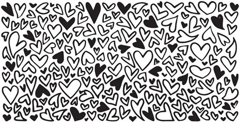 Doodle Hearts, hand drawn love hearts. Vector illustration. 11130405 ...