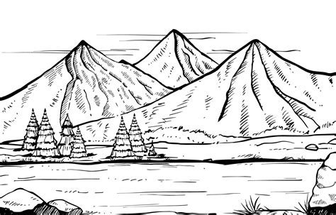 Hand Drawn Mountain Scenery in Sketch Style 12718760 Vector Art at Vecteezy