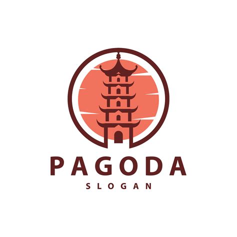 Buddhist culture building pagoda logo vector vintage design simple ...