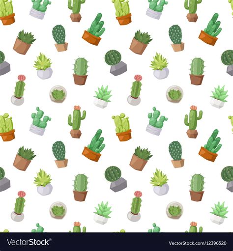 Cactus doodle seamless pattern Royalty Free Vector Image