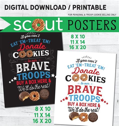 Girl Scout Cookie ABC Donate to the Troops Printable Poster / - Etsy