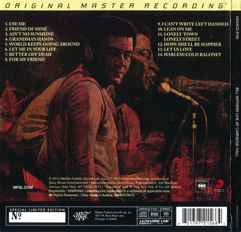 Bill Withers - Live at Carnegie Hall (1973) [MFSL Remastered 2014] / AvaxHome