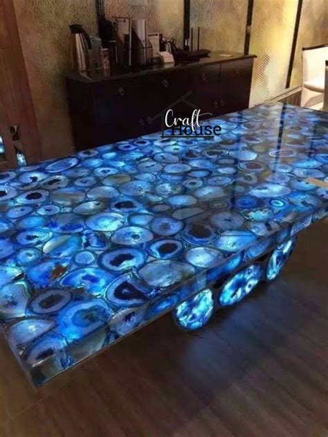 Blue Natural Agate Stone Dining Table Top Handmade Pietra Dura Art Home And Dining Room Decor ...