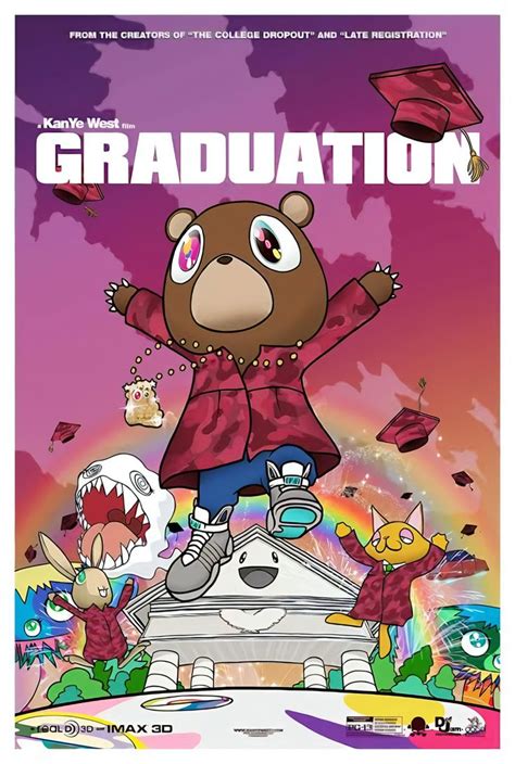 the poster for graduation with an image of a bear on top of a car