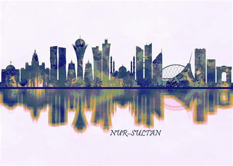 Nur-Sultan Skyline Mixed Media by NextWay Art | Fine Art America