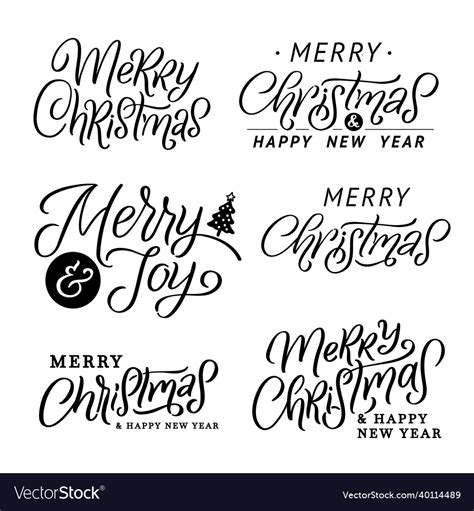 Merry christmas calligraphy set greeting card Vector Image