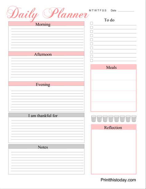 Printable Daily Planner Pages