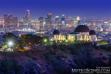 Night time view of Los Angeles with Griffith Observatory - MetroScenes ...