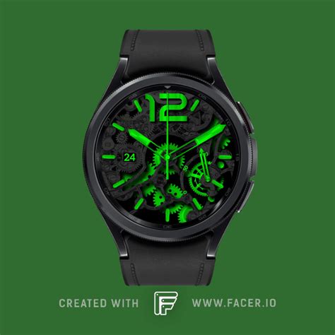 Gia - Lime Green Gears - watch face for Apple Watch, Samsung Gear S3, Huawei Watch, and more - Facer