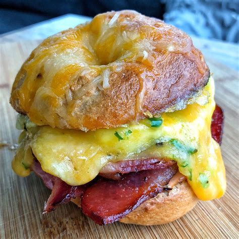 [Homemade] Cheese Bagel Breakfast Sandwich : r/food