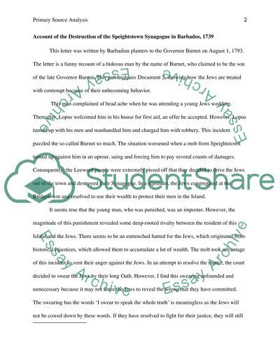 Primary Source Analysis Essay Example | Topics and Well Written Essays - 1250 words