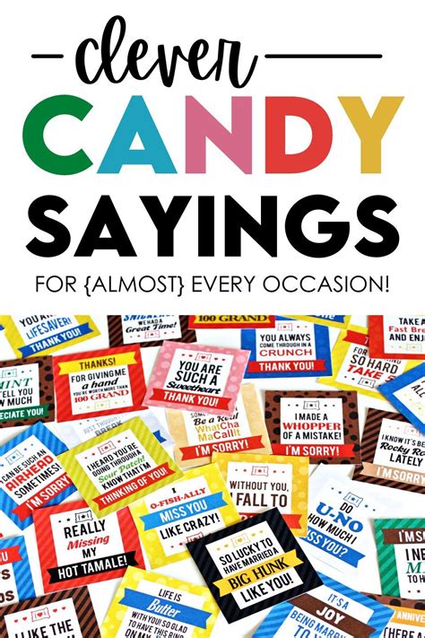 Clever Candy Puns & Candy Quotes (+ Free Printables) | Candy puns, Candy quotes, Candy sayings gifts