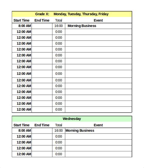 Daily Schedule Templates | 18+ Free Word, Excel & PDF Formats, Samples, Examples, Forms