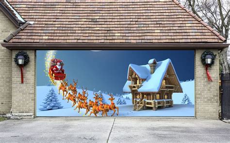 Christmas Garage Door Covers 3D Banners Outside House Decorations Billboard G52 | Garage door ...