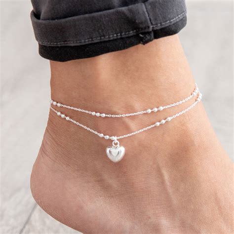 Sterling Silver Heart Ankle Bracelet By PoppyK