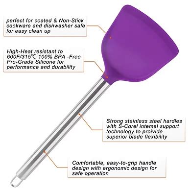 Silicone Turner Spatula Heat Resistant Non Stick for Cooking Baking