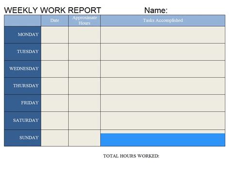 Weekly Work Report Word Template ~ Template Sample