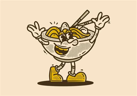 Ramen mascot character with happy expression 24817422 Vector Art at Vecteezy