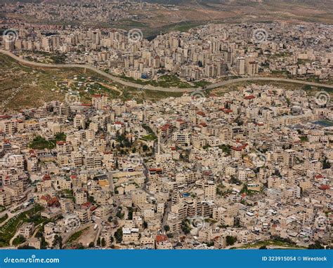 Aerial View of East Jerusalem Showcasing the Security Wall Dividing ...