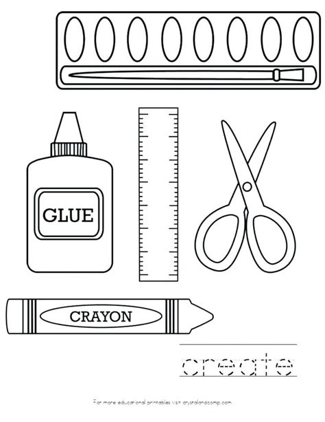 School Supplies Worksheet For Coloring | Coloring Worksheets