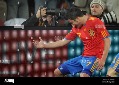 Spain's David Villa celebrates scoring during the 2010 FIFA World Cup ...