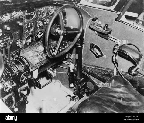 Cockpit of Amelia Earhart's plane, a Lockheed L-10E Electra, showing the transmitter key from ...