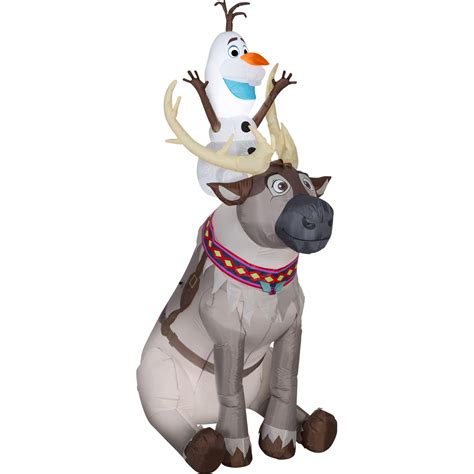 7.5 ft. H Christmas Disney Disney Olaf Sitting on Sven Scene - Walmart.com