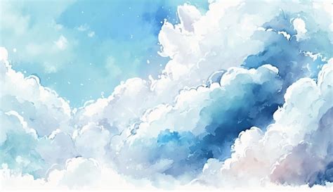 Premium AI Image | A painting of a blue sky with clouds and a bird ...