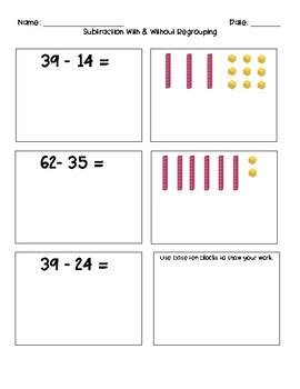 Subtraction Using Base Ten Blocks Unit #2 (with and without regrouping)