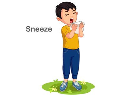 Boy sneezing cartoon 1307999 Vector Art at Vecteezy