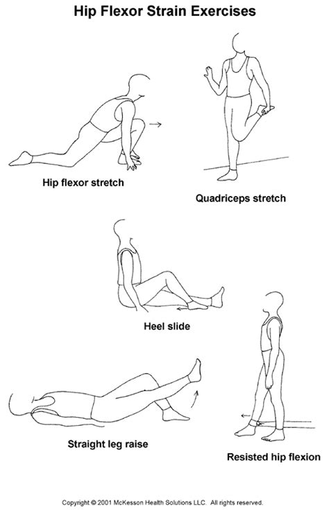 Sports Medicine Advisor 2003.1: Hip Flexor Strain Exercises: Illustration