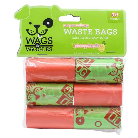 Wags & Wiggles Large Scented Dog Waste Bags, Pineapple Scented Dog Poop Bags - 90 Count ...