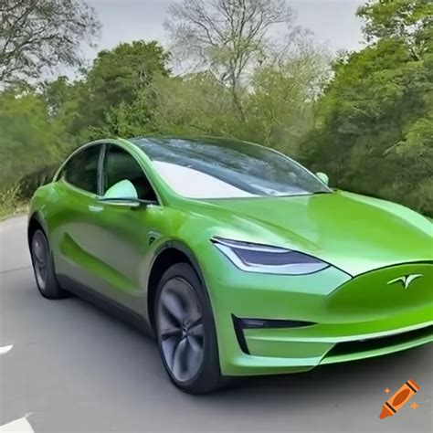 Green tesla car on Craiyon