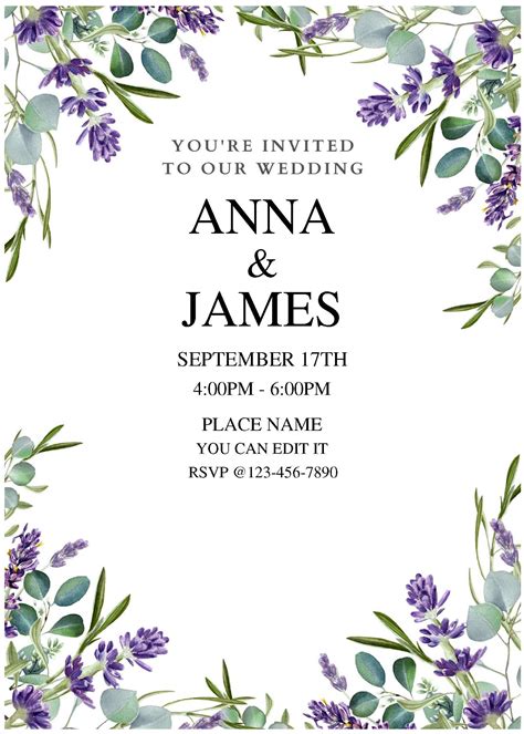 Lavender C | Download Hundreds FREE PRINTABLE Birthday Invitation Templates Media