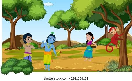 Little Krishna His Brother Balaram Radha Stock Illustration 2241238151 | Shutterstock