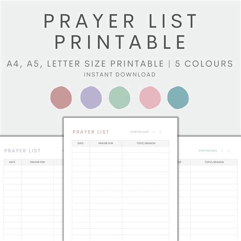 Prayer List Printable, Prayer Journal, Prayer Log, Printable Planner ...