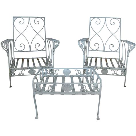 Pair of Antique Iron Seashell and Seahorse Garden Lounge Chairs at 1stDibs