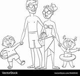 Happy family On vacation coloring Book Royalty Free Vector sketch template