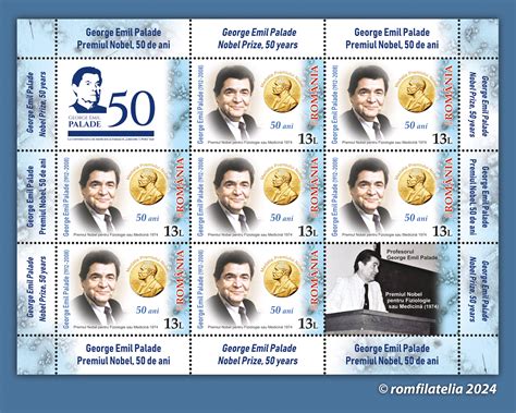 George Emil Palade Nobel Prize. 50 Years – Romfilatelia – O lume intr ...