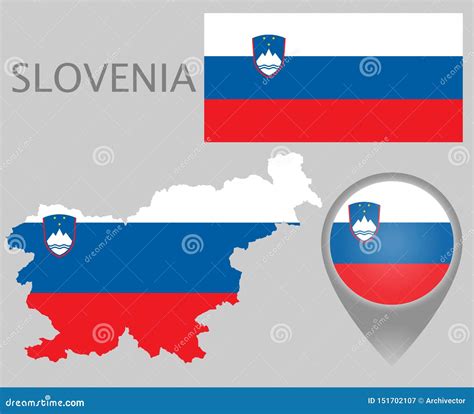 Slovenia Flag, Map and Map Pointer Stock Vector - Illustration of country, abstract: 151702107